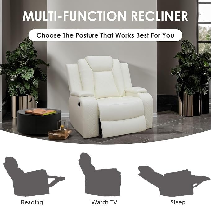 Power Recliner Set with LED Lights, Air Leather Reclining Set with USB - Image 5