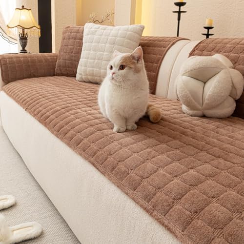 Velvet Sectional Couch Covers for Dogs, Dark Brown by MDSASFD
