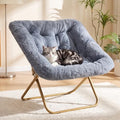 DUMOS Faux Fur Saucer Chair for Adults, Living Room Folding Lounge Chair by DumosLifestyle