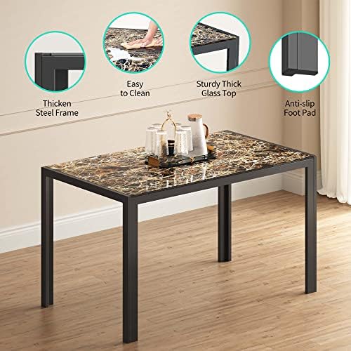 Gizoon 5 Piece Glass Dining Table Set, Kitchen Table and Chairs Set - Image 6