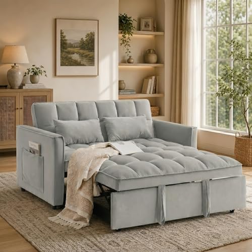 NicBex Sleeper Sofa Bed with Adjustable Backrest & Side Pockets by NicBex