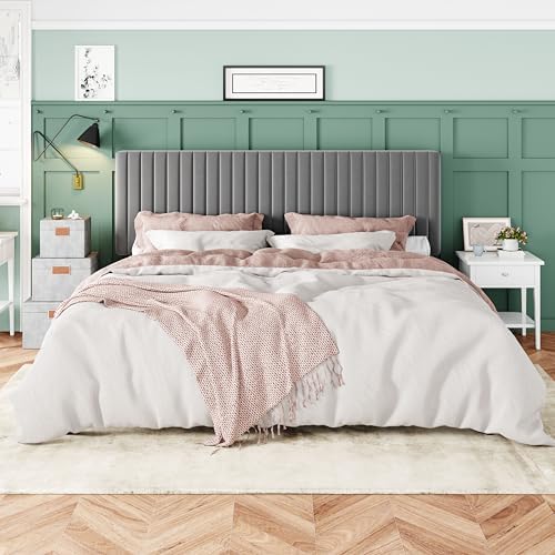 Allewie King Bed Frame, Velvet Upholstered Platform Bed - Image 3