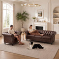 Chesterfield Sofa & Chair Set, Faux Leather Couch Set by EYBCTHOME