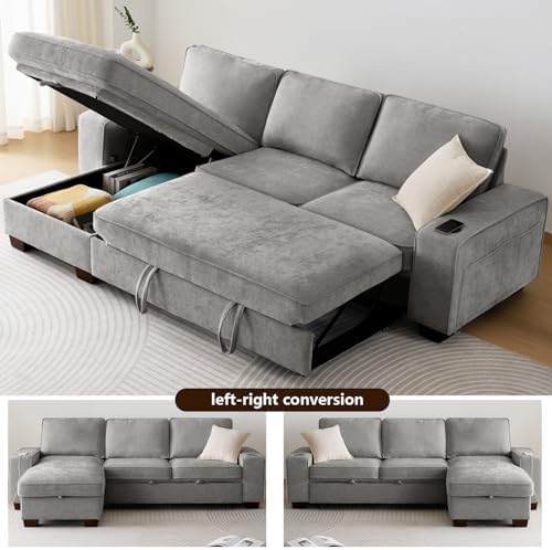 99" Convertible Sleeper Sofa Bed, L Shaped - Image 4
