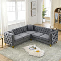 82.2" Oversized L-Shaped Corner Velvet Couch, Heavy Duty Solid Wood Frame and by Unknown