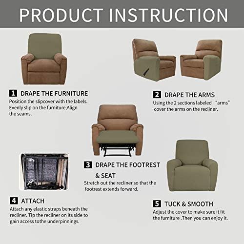 Easy-Going Stretch Recliner Chair Sofa Slipcover Washable Khaki - Image 5
