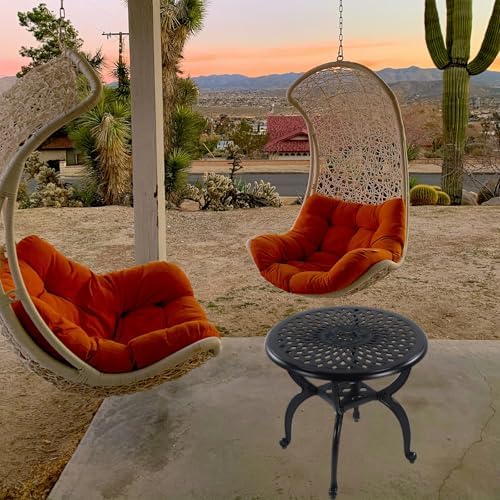 Cast Aluminum Outdoor Side Table, All Weather Round Small Coffee Table - Image 7