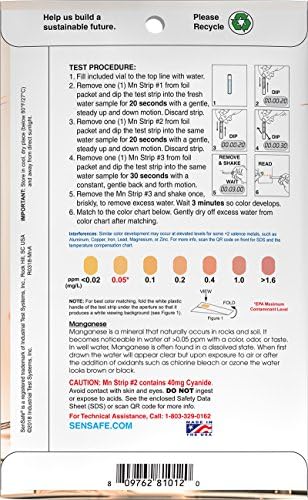 Industrial Test Systems 481012 Sensafe Manganese Water Test Strip Kit 12 Tests - Image 2