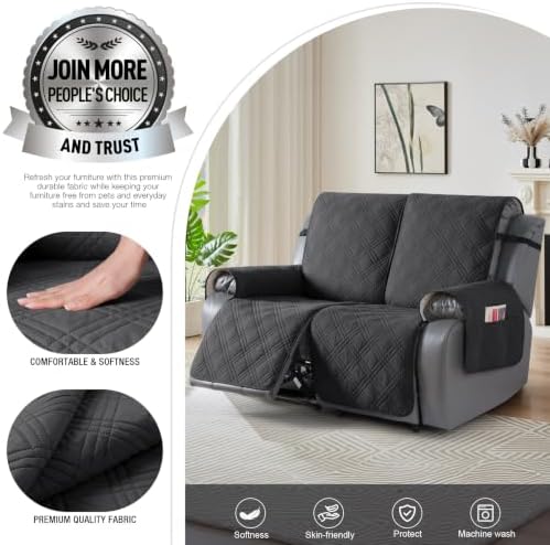 TAOCOCO 100% Waterproof Loveseat Recliner Cover, Non Slip Split Recliner Couch - Image 2