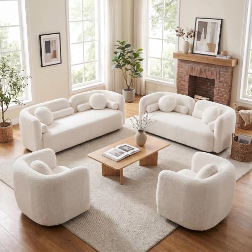 4-Piece Curved Couch Set, Sofa Loveseat & 2 Chairs by Alyncasa