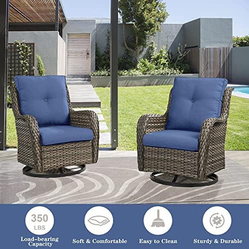 Belord Outdoor Swivel Chairs Set of 2, Patio Wicker Rocker Chairs - Image 3