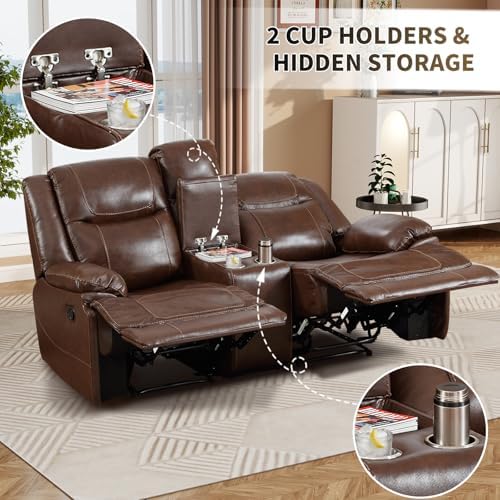 CANMOV Genuine Leather Manual Recliner Sofa Set - Image 4