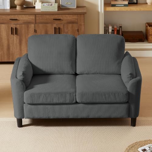 3 Piece Sectional Sofa Set, 3 Seat Couch & Loveseat & Ottoman, Dark Grey - Image 7