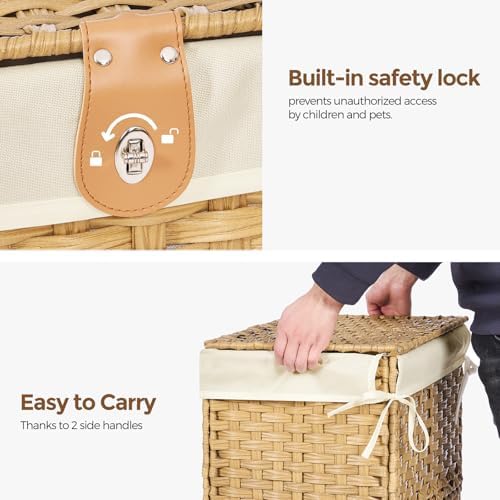 Wicker Storage Basket with Lid, 200L Storage Bin with Removable Liner Bag - Image 6