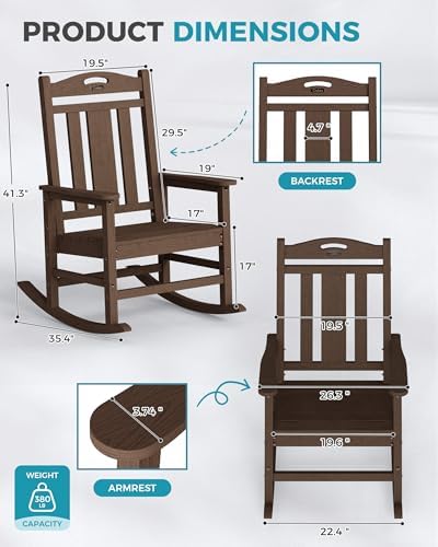 Ciokea Oversized Outdoor Rocking Chairs Set of 8, 380lbs Heavy-Duty Large Patio - Image 2