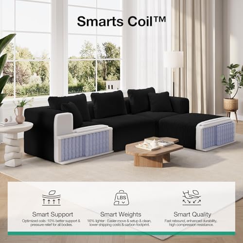 Novilla 141" Modular Sectional Sofa, U Shape Sectional Couch, Modern Cloud - Image 3