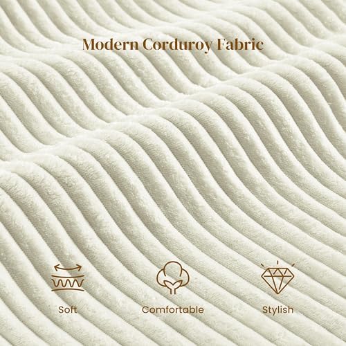 Yaheetech Accent Chair for Living Room, Corduroy Mid Century Modern Reading - Image 5