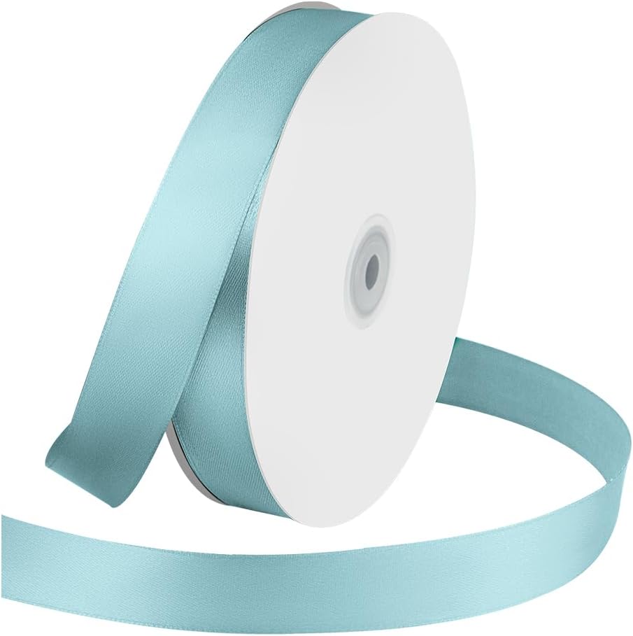 1 Inches x 100 Yards Polyester Satin Ribbon, Solid Color Baby Blue Satin Ribbon for Crafts, Gift Wrapping, Hair Bows, Wedding Party Decoration, Bow Making & Other Projects (Baby Blue)