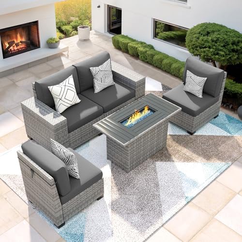 Patio Furniture Set with 44'' Fire Pit Table by VonzoyHome