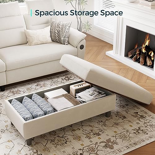 LINSY HOME 46 Inches Wide Storage Ottoman Bench, Linen Coffee Table Folding - Image 3