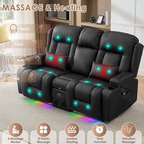 TUNYI Wall Hugger Loveseat Recliner Sofa - Image 4