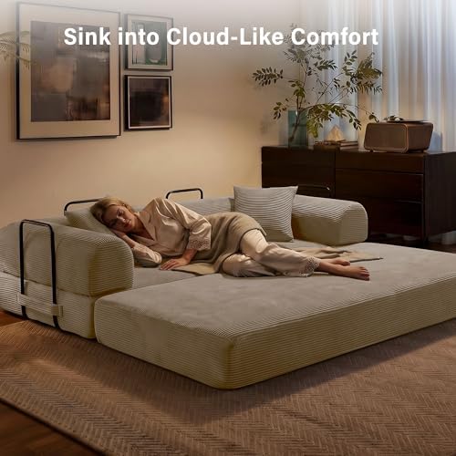 79" Convertible Sofa Bed, Boneless Sleeper Futon Couch - Image 6