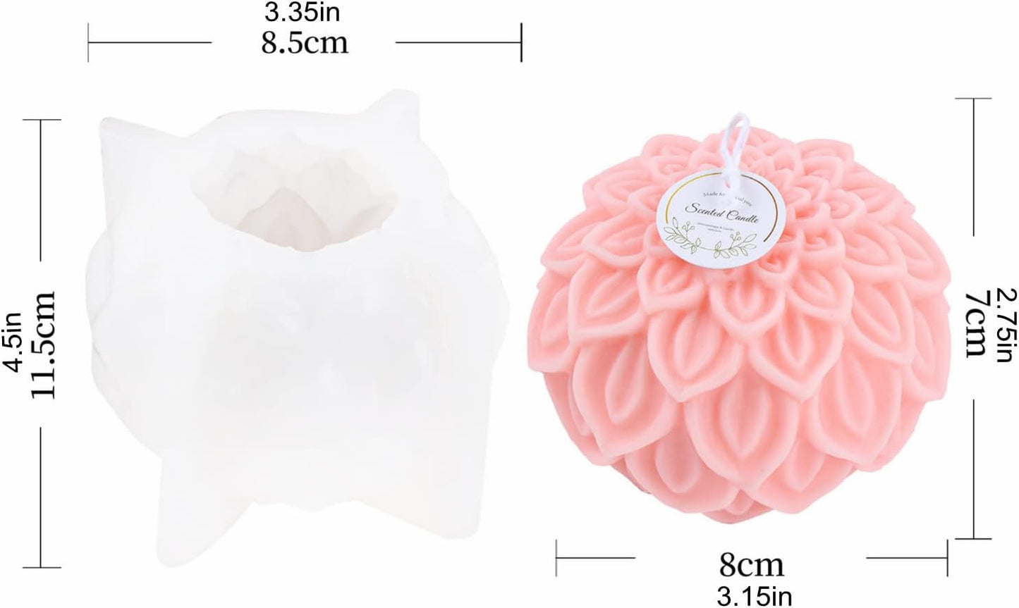 Nasturtium Ball Candle Silicone Mold Lotus Petal Flower Soap Mold for Fondant,Chocolate,Candy, Bath Bomb,Epoxy Resin,Plaster, Polymer Clay