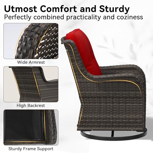 6 Piece Outdoor Wicker Patio Furniture Set, Outdoor Swivel Rocker Patio Chairs - Image 3