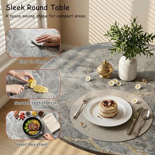 27.6" Marble Round Tulip Table, Mid-Century Modern Style Dining Table - Image 5
