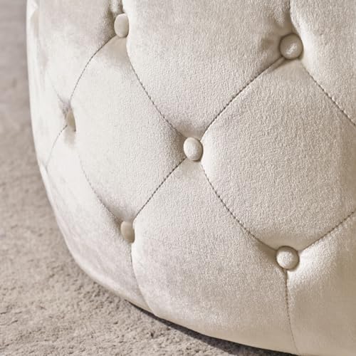 30" Round Velvet Ottoman Coffee Table, Button Tufted Coffee Table - Image 4