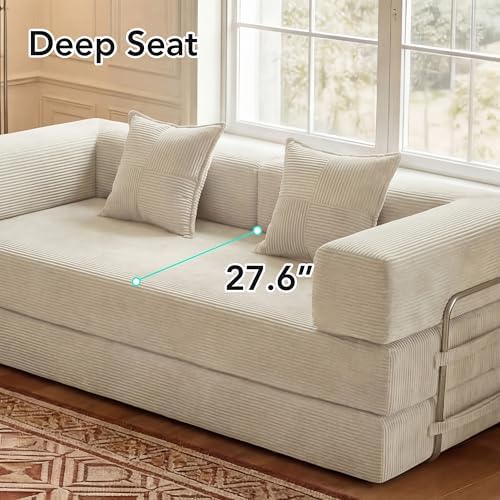 WEUP 5-in-1 Convertible Sofa Bed, Corduroy Floor Sofa Loveseat Sleeper - Image 4