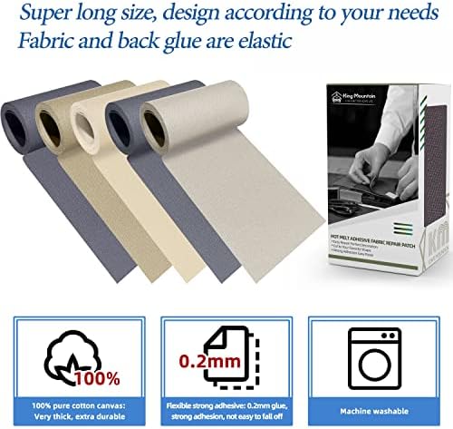 KING MOUNTAIN Canvas Iron on Patch, Waterproof 100% Cotton Fabric Repair Patch - Image 3