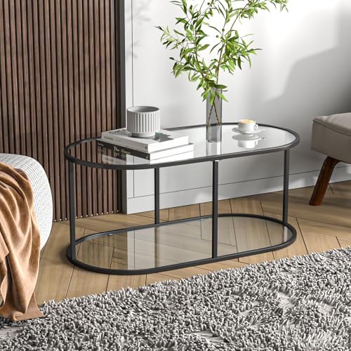 Wolawu Coffee Table Black Glass Coffee Table - Image 5