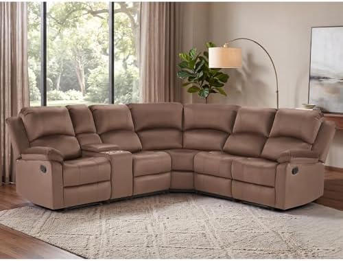EBELLO Manual Reclining L-Shaped Sectional Sofa Set, Soft Microfiber Recliner - Image 7