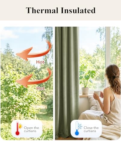StangH Sage Green Velvet Curtains Farmhouse - Image 6