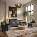 3-Piece Dark Grey Fabric Sofa Set, 2 Accent Chairs & 3 Seater Couch by STHOUYN