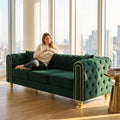 86" Chesterfield 3-Seater Velvet Sofa Couch, Button Tufted Rolled Arms by Unknown