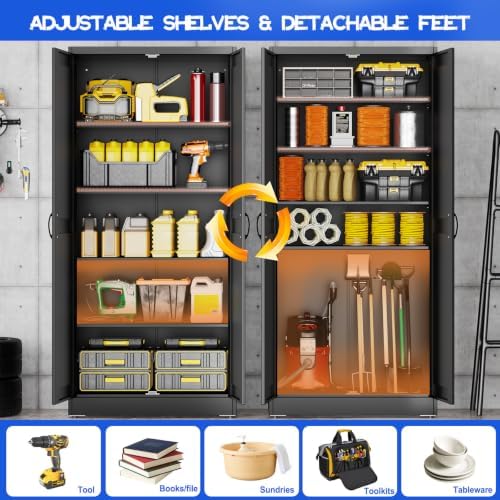 GAIOUS 71" Tall Kitchen Pantry Cabinet, Metal Storage Cabinet - Image 4