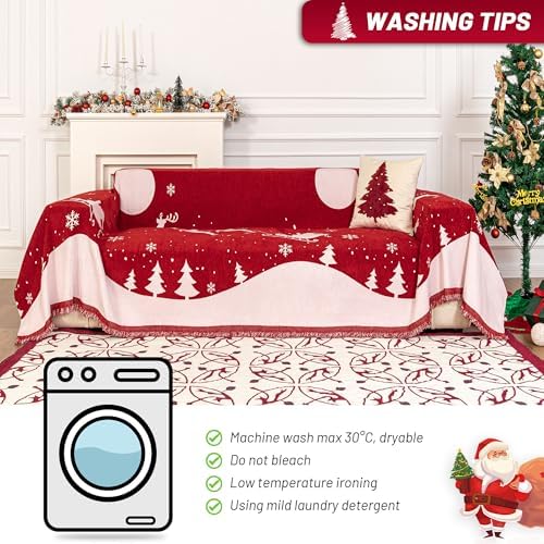 MYSKY HOME Christmas Couch Cover, Washable Pet Couch Covers - Image 5