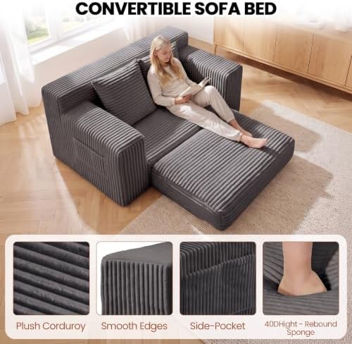 Small Boneless Couch, Boneless Loveseat Convertible Sofa Bed Sleeper Sofa Couch - Image 6