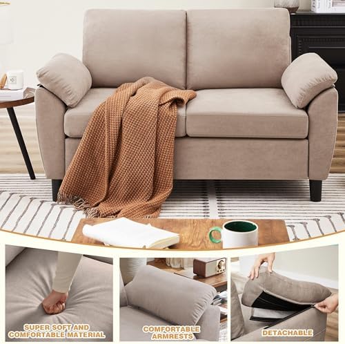 4 Piece Convertible Sectional Sofa Set, Modern Linen Small L Shaped Couch - Image 5