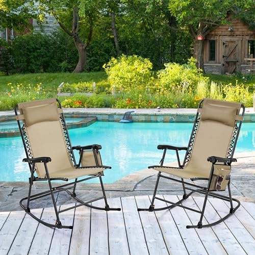 Yaheetech Patio Rocking Chair Folding Camping Chair - Image 5