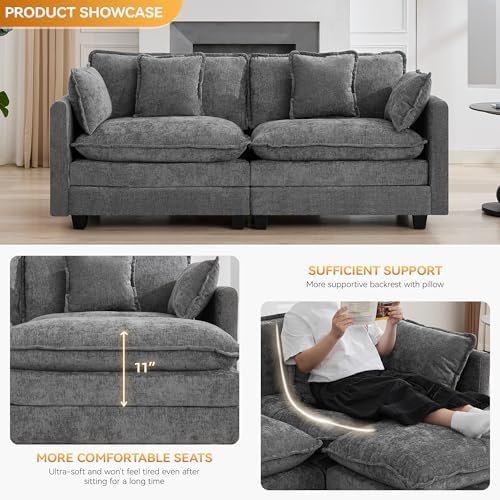 76'' Cloud Deep Seat Loveseat, Modular Sofa - Image 3