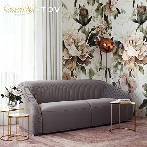 Yara 90.6" Grey Pleated Performance Velvet Sofa - Image 7