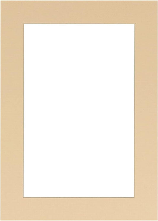 8x10 Mat Bevel Cut for 6x8 Photos - Acid Free Beige Precut Matboard with Backing Board and Crystal Clear, Self Seal Photo Mat Bag - for Pictures, Photos, Framing - 4-ply Thickness
