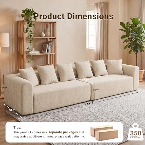 Claiks 142" Cloud Boneless Couch, Modular Sectional - Image 2