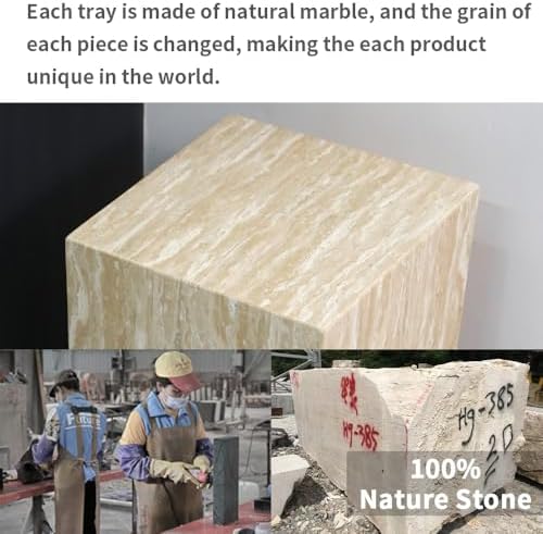 Travertine Side Table Modern Square Stone End Table - Image 3