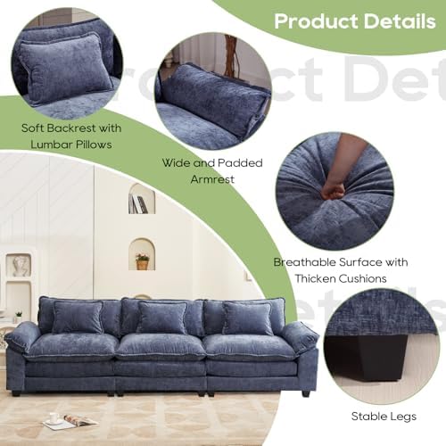 Oprisen 2 Pieces Cloud Couch Set, Upholstered Comfy Modular Sectional Sofa Deep - Image 6