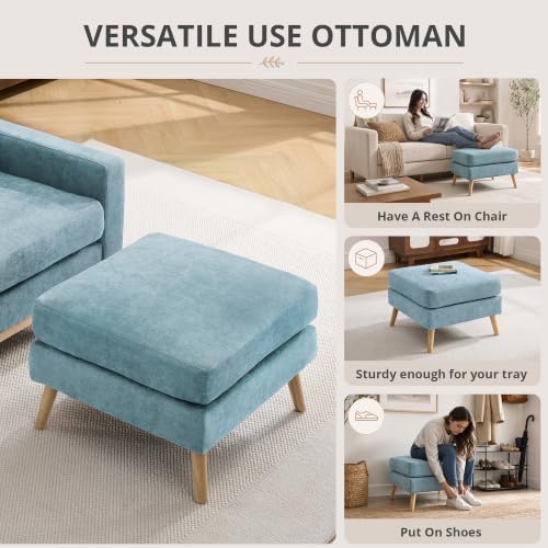 Large Ottoman, 29.5" Chenille Ottoman - Image 4