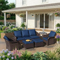 6 Piece Patio Wicker Conversation Set, All-Weather Use Outdoor Wicker Sofa by Qsoer